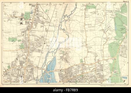 TOTTENHAM WALTHAMSTOW EDMONTON:Chingford,Hale fine,la Foresta di Epping.BACON, 1902 Mappa Foto Stock