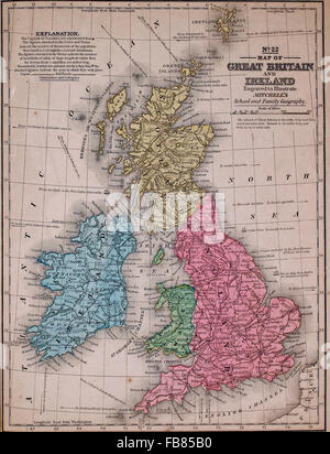 Mappa di Gran Bretagna e Irlanda, circa 1861 Foto Stock