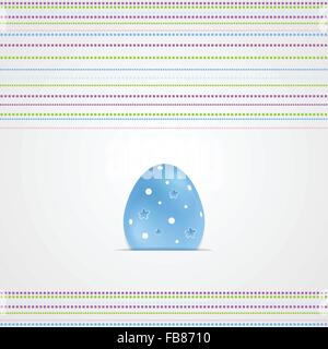 Blu uovo di pasqua con fiori e luminosa degli elementi decorativi. Molla di vettore di biglietto di auguri graphic design Illustrazione Vettoriale