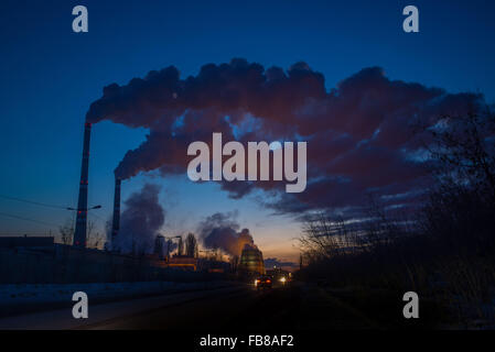 Il fumo della stazione di calore Foto Stock