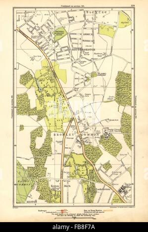 BROMLEY COMUNE: Keston, Keston Mark, Locksbottom,Southborough,Bromley, 1928 Mappa Foto Stock