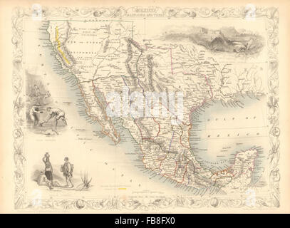 Messico CALIFORNIA TEXAS: Gold Rush distretto. Repubblica TX.TALLIS/RAPKIN, 1851 Mappa Foto Stock