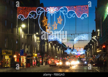 Le luci di Natale in Union Street, Aberdeen Scotland. Foto Stock