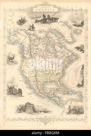 Nord America: 31 Stati degli Stati Uniti. Texas con Repubblica confine. TALLIS/RAPKIN, 1851 Mappa Foto Stock