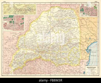 TRANSVAAL: Sud Africa. Inset Witwatersrand, Johannesburg e Pretoria , 1920 mappa Foto Stock