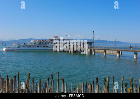 Wasserburg, traghetto passeggeri , Germania, il Land della Baviera, Algovia, Lago di Costanza, Bodensee Foto Stock