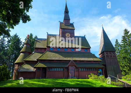 Protestante Gustav Adolf doga Chiesa, Hahnenklee, Harz, Bassa Sassonia, Germania Foto Stock