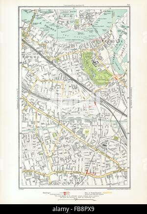 Londra. Bermondsey, Peckham, Rotherhithe, Wapping, Surrey Docks, 1933 mappa vecchia Foto Stock