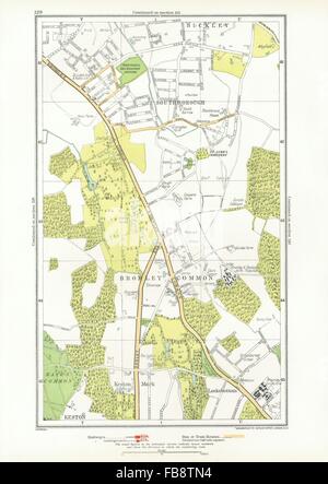 BROMLEY comune. Keston, Keston Mark, Locksbottom,Southborough,Bromley, 1933 Mappa Foto Stock