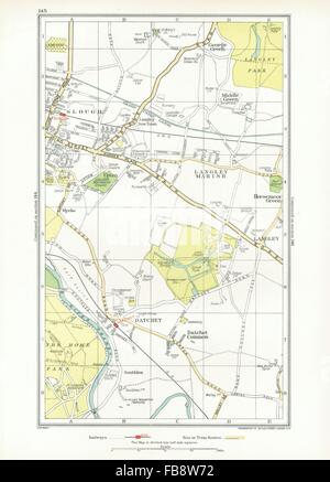 SLOUGH. Windsor, Datchet, Datchet comune, Langley, George Green, 1933 mappa vecchia Foto Stock