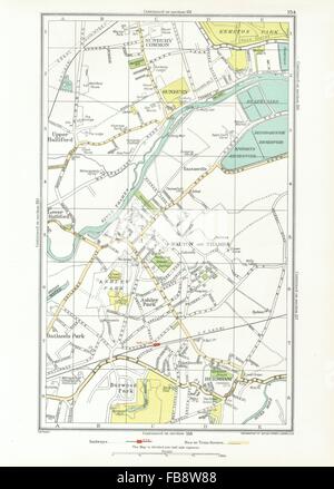 WALTON on Thames. Sunbury, Hersham, Superiore Halliford, Burwood Park, 1933 Mappa Foto Stock