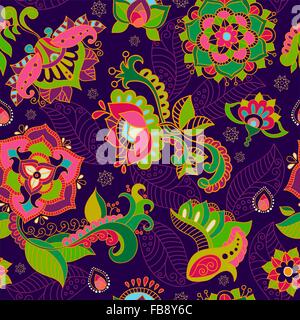 Luminose seamless pattern in stile paisley Illustrazione Vettoriale
