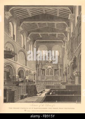 San Bartolomeo il grande, West Smithfield. Coro. Priory chiesa. Londra, 1834 Foto Stock