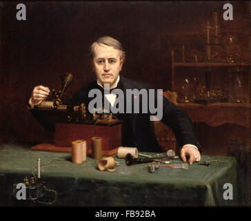 Thomas Edison. 1890 pittura dell'inventore Thomas Alva Edison per artista Abraham Archibald Anderson Foto Stock