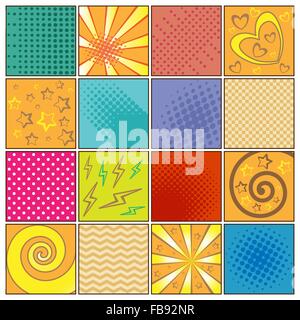 Colorata arte pop set di sfondo Illustrazione Vettoriale
