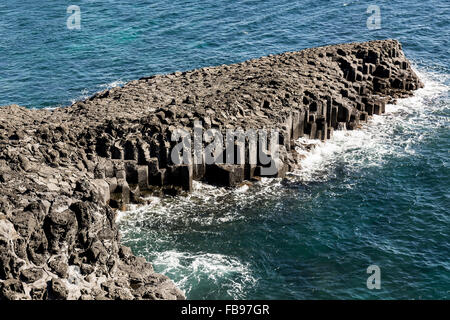 Geologico formazioni di roccia in Jeju Island Foto Stock