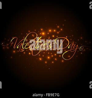 Febbraio 14. Buon San Valentino d'oro scritte a mano per il vostro design Illustrazione Vettoriale