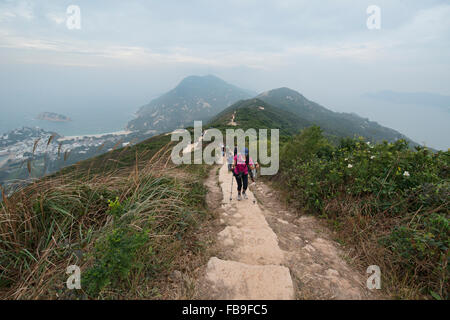 Escursioni su Dragon's Back trail, Hong Kong Foto Stock