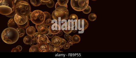 3D render abstract sfondo trasparente arancione lucido bubble Foto Stock