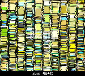 Abstract scenario frammentato pattern in verde giallo grigio Foto Stock