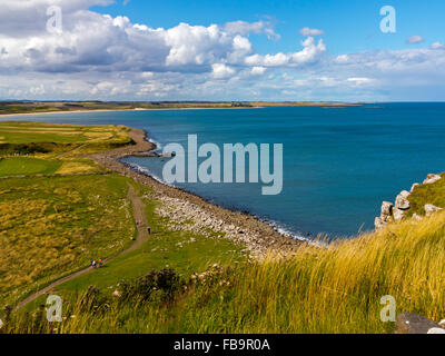 Vista guardando verso nord lungo la costa di Northumberland a Embleton Bay North East England Regno Unito in estate con il mare del Nord visibile Foto Stock