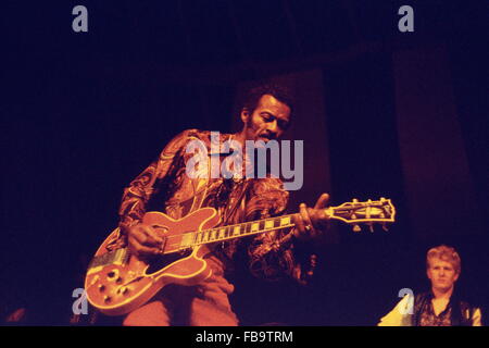 Chuck Berry - 1972 - Francia / Ile-de-France (Regione) / Parigi - Chuck Berry - Chuck Berry ; - Concerto dal vivo a La Villette ; - Parigi ; - 1972 ; - Philippe Gras / Le Pictorium Foto Stock