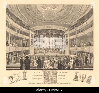 OLD Vic Theatre. Interno. 'Royal Coburg Theatre'. Lambeth, Londra, stampa 1834 Foto Stock