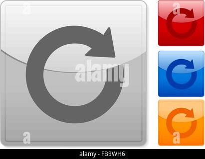 Quadrato di colore pulsanti web ricaricare su uno sfondo bianco. Illustrazione Vettoriale. Illustrazione Vettoriale