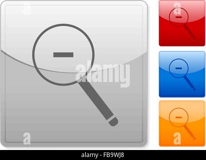 Quadrato di colore pulsanti web zoom indietro su uno sfondo bianco. Illustrazione Vettoriale. Illustrazione Vettoriale