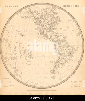 Emisfero Occidentale. Americhe Mexican Texas Pacific Nuova Zelanda. SDUK, 1844 Mappa Foto Stock