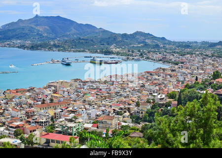 Lookout da Bohali a Zante in estate, Grecia Foto Stock