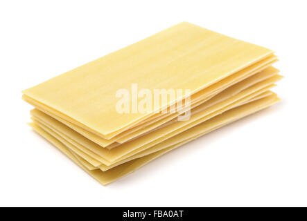 Lasagne sfoglie di pasta isolato su bianco Foto Stock