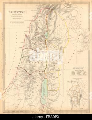 Palestina. nel tempo del nostro Salvatore Gesù; antica Gerusalemme. SDUK, 1844 Mappa Foto Stock