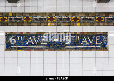 La stazione della metropolitana, Manhattan, New York, Stati Uniti d'America Foto Stock