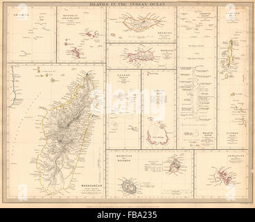 Oceano Indiano. Madagascar Seychelles Maldive Mauritius Réunion. SDUK, 1844 Mappa Foto Stock
