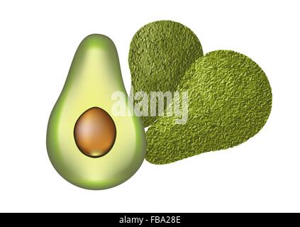 Avocado. tre frutti isolati su sfondo bianco Illustrazione Vettoriale