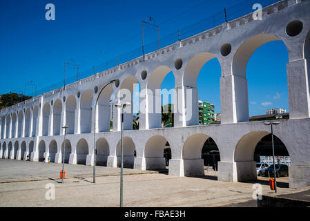 Arcos da Lapa, Lapa archi, acquedotto Carioca, Largo da Lapa, Rio de Janeiro, Brasile Foto Stock