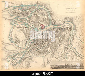 San Pietroburgo Санкт Петербург a. Città antica città mappa piano. Panorama. SDUK 1844 Foto Stock