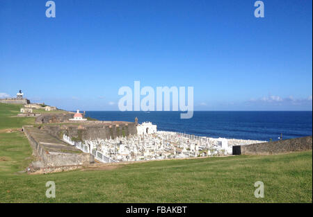 El Morro, San Felipe del castello e il cimitero di Old San Juan, Puerto Rico Foto Stock