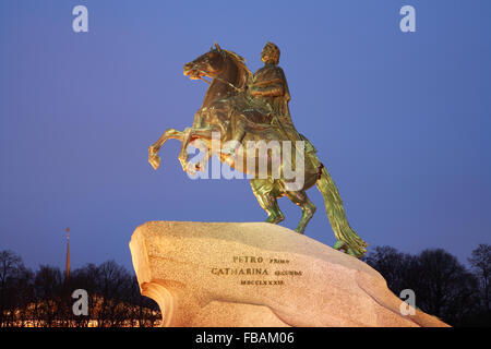 Monumento a Pietro 1 bronzo cavaliere Foto Stock