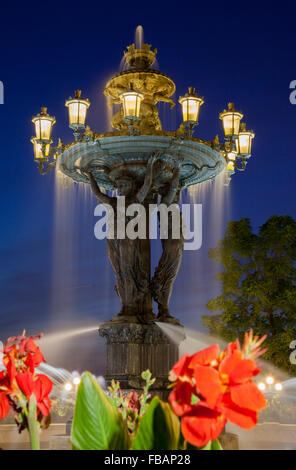 Fontana di Bartholdi Washington DC di notte - visualizzazione verticale Foto Stock