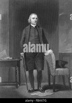 Samuel Adams. Ritratto di statista americano Samuel Adams, incisione da Alonso Chappel Foto Stock