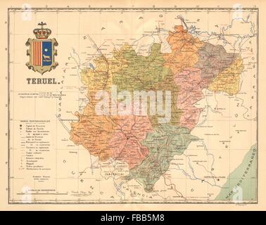 TERUEL. Aragona. Mapa antiguo de la provincia. ALBERTO MARTIN, c1911 Foto Stock