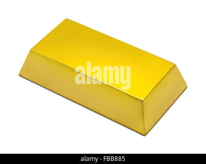 Unico Gold Bar isolato su uno sfondo bianco. Foto Stock