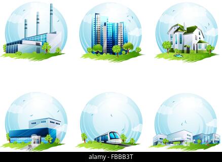 Ecologia gli elementi di design Illustrazione Vettoriale