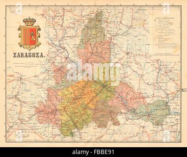 Saragozza. Saragozza. Aragona. Mapa antiguo de la provincia. ALBERTO MARTIN c1911 Foto Stock