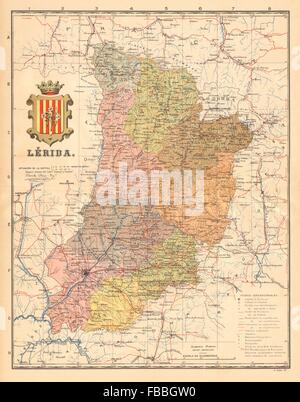 LÉRIDA. Lleida Lerida. Cataluña Catalunya. Mapa antiguo provincia. MARTIN c1911 Foto Stock