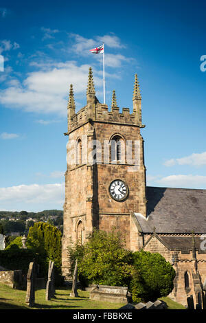 Regno Unito, Inghilterra, Derbyshire, Matlock, St. Giles" chiesa parrocchiale torre Foto Stock