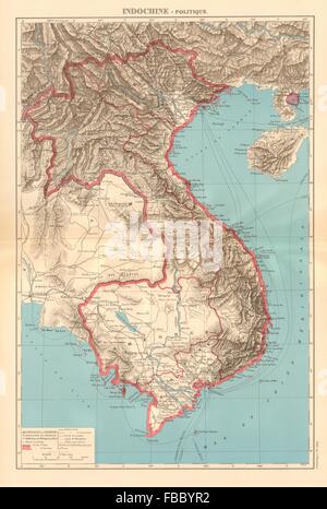 Coloniali Francesi in Indocina. Indochine française. Politique. Politico, 1938 Mappa Foto Stock