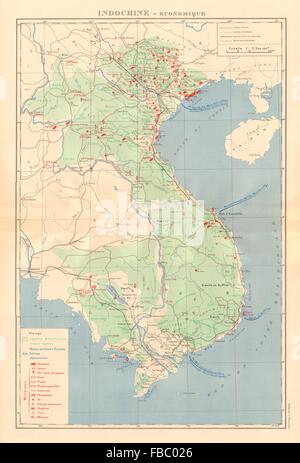 Coloniali Francesi in Indocina. Indochine française. Economique. Economico, 1938 Mappa Foto Stock